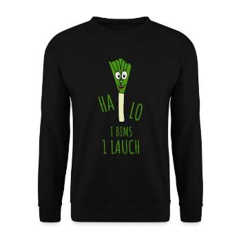 Halo I Bims 1 Lauch Grün - Unisex Pullover - Schwarz - Vorne - Alina (178cm) & Michal (187cm)