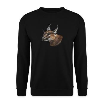 Caracal head, desert lynx, big cat - Unisex Sweatshirt - black - Front - Alina (178cm) & Michal (187cm)