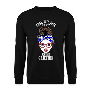 Grieche Griechisches Griechin Griechenland - Unisex Pullover - Schwarz - Vorne - Alina (178cm) & Michal (187cm)