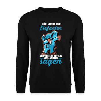 Dickhäuter Rüsseltier Dabbing Elefant - Unisex Pullover - Schwarz - Vorne - Alina (178cm) & Michal (187cm)