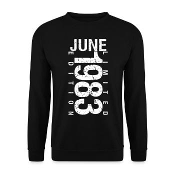 Juni 1983 Juni Geburtstagsgeschenk Juni 1983 - Unisex Pullover - Schwarz - Vorne - Alina (178cm) & Michal (187cm)