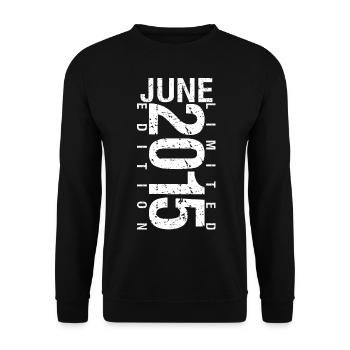 Juni 2015 Juni Geburtstagsgeschenk Juni 2015 - Unisex Pullover - Schwarz - Vorne - Alina (178cm) & Michal (187cm)