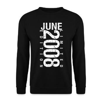 Juni 2008 Juni Geburtstagsgeschenk Juni 2008 - Unisex Pullover - Schwarz - Vorne - Alina (178cm) & Michal (187cm)
