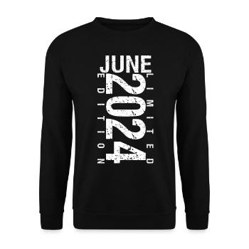 Juni 2024 Juni Geburtstagsgeschenk Juni 2024 - Unisex Pullover - Schwarz - Vorne - Alina (178cm) & Michal (187cm)
