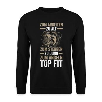 Angel Rentner Ruhestand Fischen Angeln Angler - Unisex Pullover - Schwarz - Vorne - Alina (178cm) & Michal (187cm)
