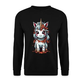 Kawaii Halloween Licorne mystique - Sweat-shirt Unisexe - noir - Devant - Alina (178cm) & Michal (187cm)