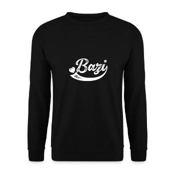 Bazi Schriftzug Retro mit Herz - Unisex Pullover - Schwarz - Vorne - Alina (178cm) & Michal (187cm)
