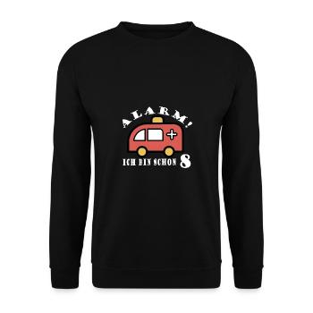 Alarm ich bin schon 8 Krankenwagen - Unisex Pullover - Schwarz - Vorne - Alina (178cm) & Michal (187cm)