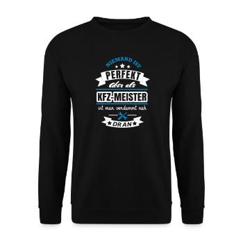 KFZ Meister Spruch Design - Unisex Pullover - Schwarz - Vorne - Alina (178cm) & Michal (187cm)
