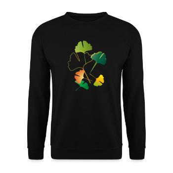 autumnal ginkgo leaves sometimes only outlines - Unisex Sweatshirt - black - Front - Alina (178cm) & Michal (187cm)