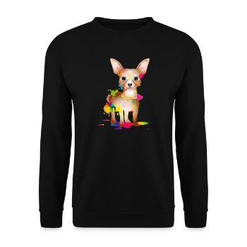 little playful Chihuahua dog & color slick - Unisex Sweatshirt - black - Front - Alina (178cm) & Michal (187cm)