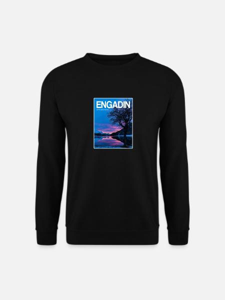 Engadin Seenlandschaft Abendlicht - Unisex Pullover - Schwarz