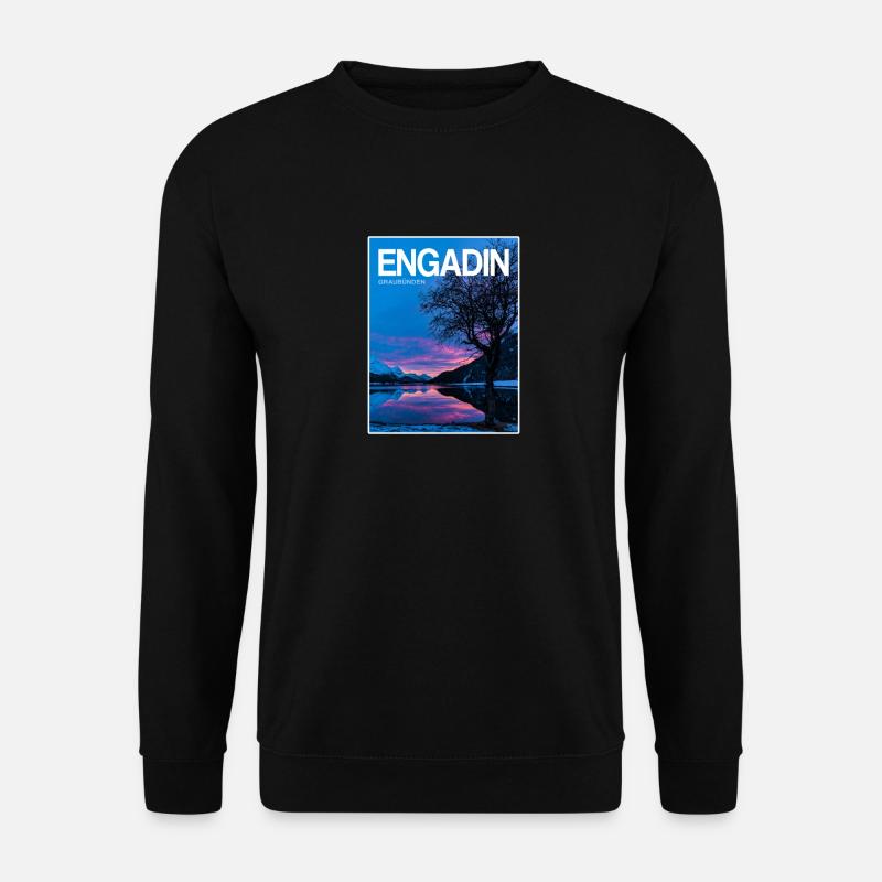 Engadin Seenlandschaft Abendlicht - Unisex Pullover - Schwarz