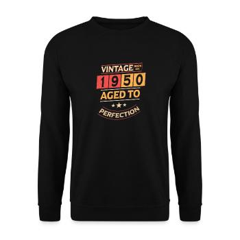 Vintage 1950 Geboren1950 Perfektion - Unisex Pullover - Schwarz - Vorne - Alina (178cm) & Michal (187cm)