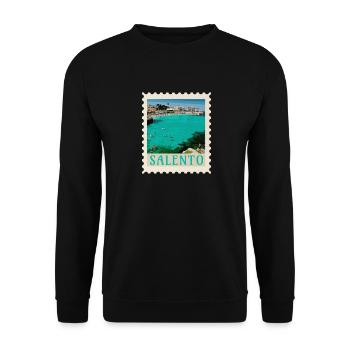 Salento Turquoise Beach Retro Poster - Unisex Sweatshirt - black - Front - Alina (178cm) & Michal (187cm)