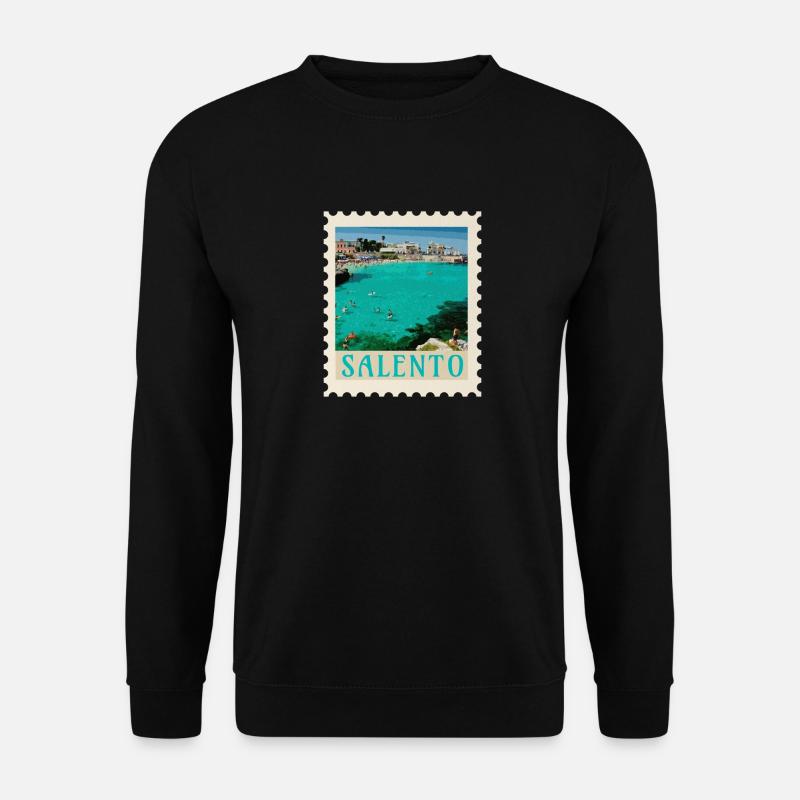 Salento Turquoise Beach Retro Poster - Unisex Sweatshirt - black