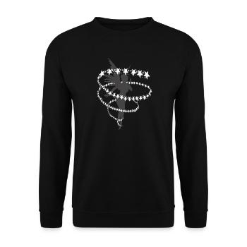 Fantasiegeschöpf, Elfensilhouette Sternenwirbel V1 - Unisex Pullover - Schwarz - Vorne - Alina (178cm) & Michal (187cm)