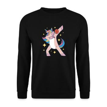 Dabbing Unicorn Table Tennis Racket Table Tennis - Unisex Sweatshirt - black - Front - Alina (178cm) & Michal (187cm)