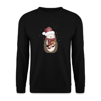hérisson doré pour Noël avec de la canne à sucre - Sweat-shirt Unisexe - noir - Devant - Alina (178cm) & Michal (187cm)
