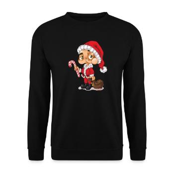 Weihnachtsmann Nikolaus Santa - Unisex Pullover - Schwarz - Vorne - Alina (178cm) & Michal (187cm)