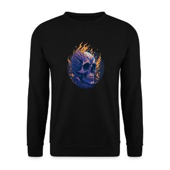 Fire skull - Unisex Sweatshirt - black - Front - Alina (178cm) & Michal (187cm)