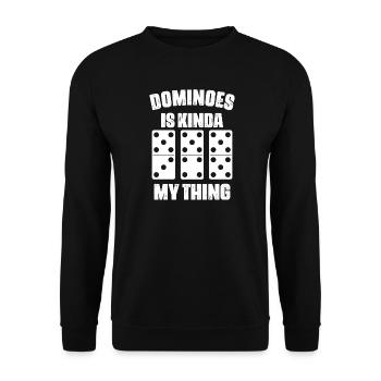 Domino Spiel Design - Unisex Pullover - Schwarz - Vorne - Alina (178cm) & Michal (187cm)