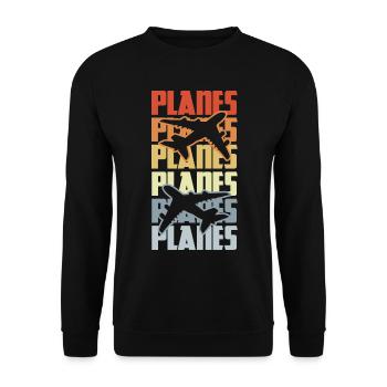 Vintage Flugzeuge - Unisex Pullover - Schwarz - Vorne - Alina (178cm) & Michal (187cm)