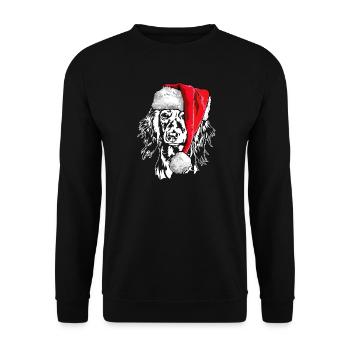 Santa Longhair Dachshund Christmas Dogs Wilsigns - Unisex Sweatshirt - black - Front - Alina (178cm) & Michal (187cm)