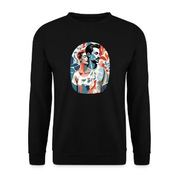 Abstract Art Man and Woman - Unisex Sweatshirt - black - Front - Alina (178cm) & Michal (187cm)