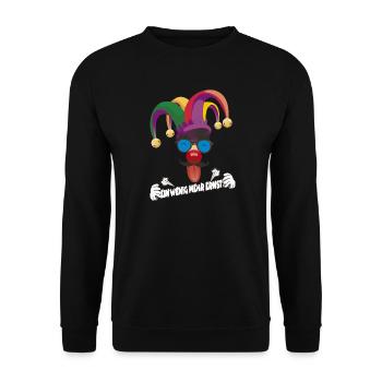 Bunter Jester mit Gläsern - Unisex Pullover - Schwarz - Vorne - Alina (178cm) & Michal (187cm)