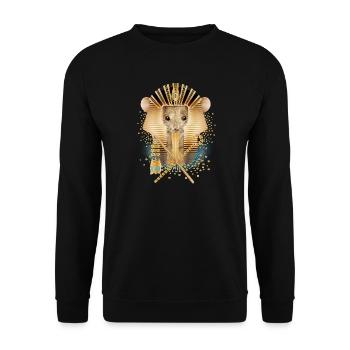 Mouse with Egyptian Pharaoh Mask - Unisex Sweatshirt - black - Front - Alina (178cm) & Michal (187cm)