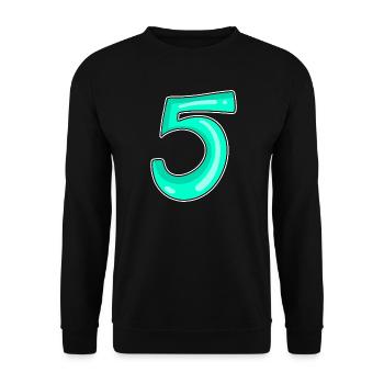 5 Number Number Motif - Unisex Sweatshirt - black - Front - Alina (178cm) & Michal (187cm)