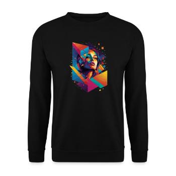 Moderne Gesichts Kunst - Unisex Pullover - Schwarz - Vorne - Alina (178cm) & Michal (187cm)