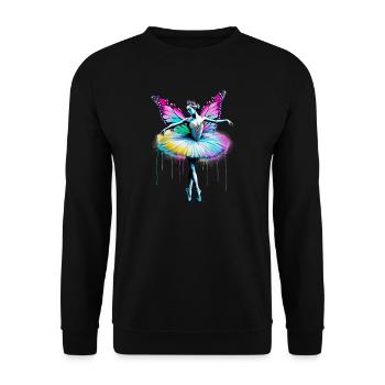 Ballerina mit Schmetterlingsflügeln, Schmetterlingen, Tutu - Unisex Pullover - Schwarz - Vorne - Alina (178cm) & Michal (187cm)