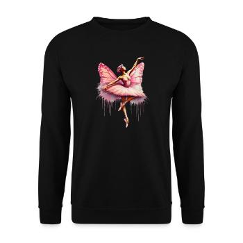 Ballerina mit Schmetterlingsflügeln, Schmetterlingen, Tutu - Unisex Pullover - Schwarz - Vorne - Alina (178cm) & Michal (187cm)
