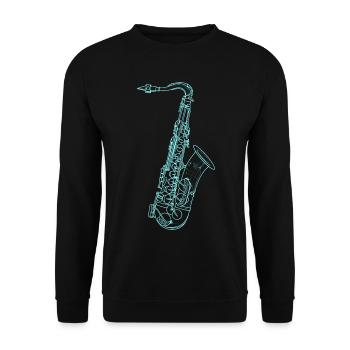 Saxophone Sketch - Unisex Sweatshirt - black - Front - Alina (178cm) & Michal (187cm)