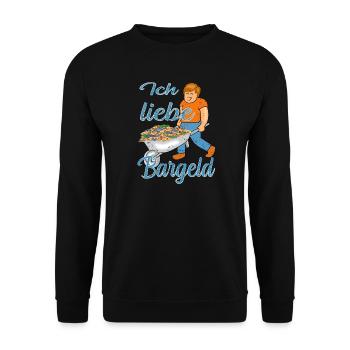 Bargeld Geld - Unisex Pullover - Schwarz - Vorne - Alina (178cm) & Michal (187cm)