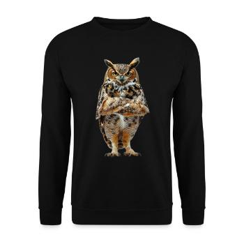 Eule - Unisex Pullover - Schwarz - Vorne - Alina (178cm) & Michal (187cm)