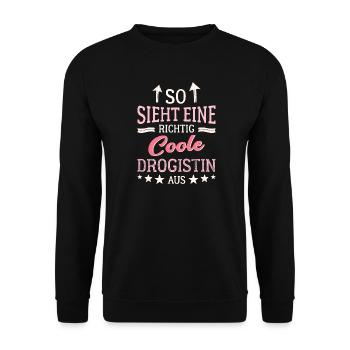 So sieht eine richtig coole Drogistin aus - Unisex Pullover - Schwarz - Vorne - Alina (178cm) & Michal (187cm)
