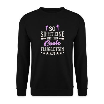 So sieht eine richtig coole Fluglotsin aus - Unisex Pullover - Schwarz - Vorne - Alina (178cm) & Michal (187cm)
