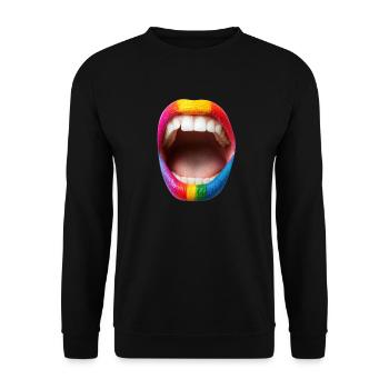 Bouche avec rouge à lèvres arc-en-ciel - Sweat-shirt Unisexe - noir - Devant - Alina (178cm) & Michal (187cm)