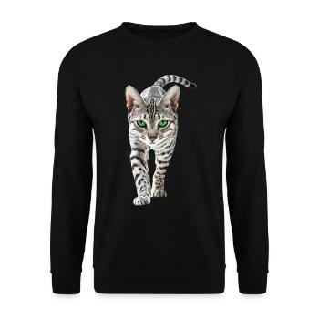 Ägyptische Mau - Unisex Pullover - Schwarz - Vorne - Alina (178cm) & Michal (187cm)
