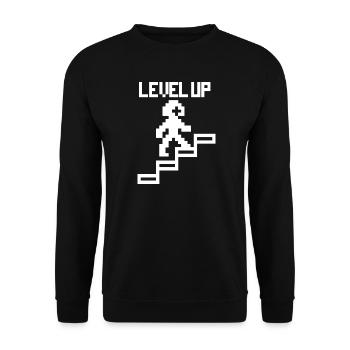 Passez au niveau supérieur - pixels de jeu amusants - Sweat-shirt Unisexe - noir - Devant - Alina (178cm) & Michal (187cm)