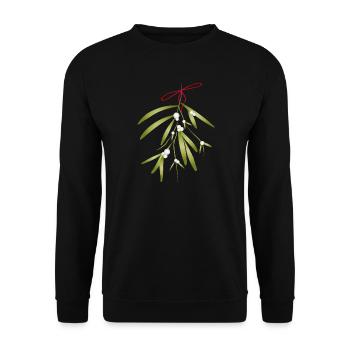 Gui et baies blanches illustrés de manière festive - Sweat-shirt Unisexe - noir - Devant - Alina (178cm) & Michal (187cm)