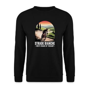 Strade Bianche Kunst Radfahren Toskana - Unisex Pullover - Schwarz - Vorne - Alina (178cm) & Michal (187cm)