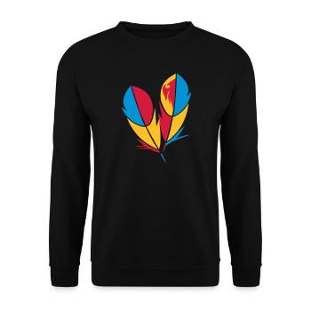 Two colorful feathers in bright colors - Unisex Sweatshirt - black - Front - Alina (178cm) & Michal (187cm)
