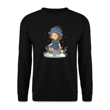 Cute Blueberry Girl Illustration - Unisex Sweatshirt - black - Front - Alina (178cm) & Michal (187cm)
