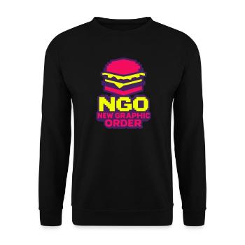 8bit NGO Burger - Unisex Pullover - Schwarz - Vorne - Alina (178cm) & Michal (187cm)