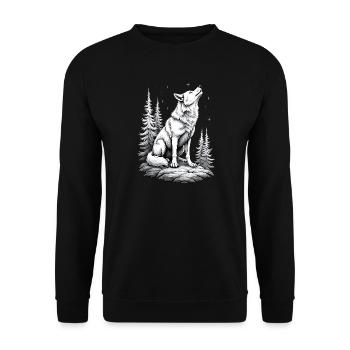 Wolf Drawing Sketch Illustration Black White - Unisex Sweatshirt - black - Front - Alina (178cm) & Michal (187cm)