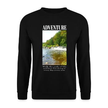 Adventure Nature River Landscape with Waterfall - Unisex Sweatshirt - black - Front - Alina (178cm) & Michal (187cm)